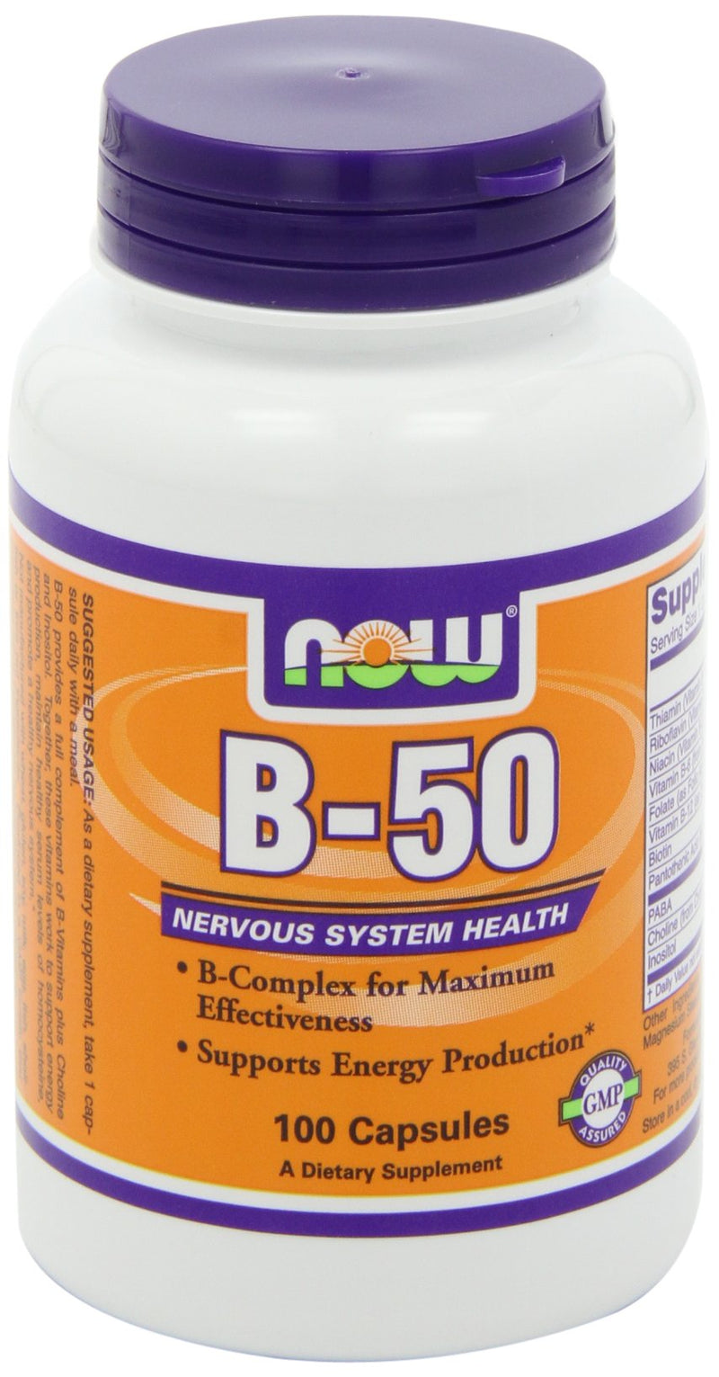 NOW B-50 Capsules, 100 Capsules (Pack of 2)