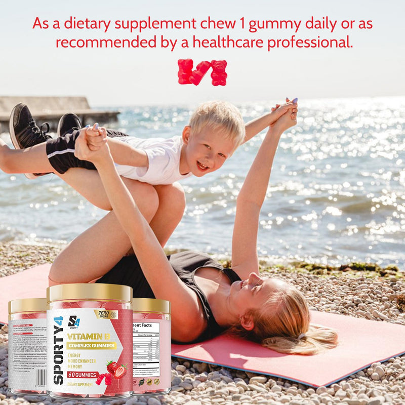Vitamin B Complex Gummies no creatine | 60 Count - Tablet Alternative | High Strength Supplement with Vitamin B12, B6, B12, B2, B3, B5, Biotin, Folic Acid, Zinc and Iodine