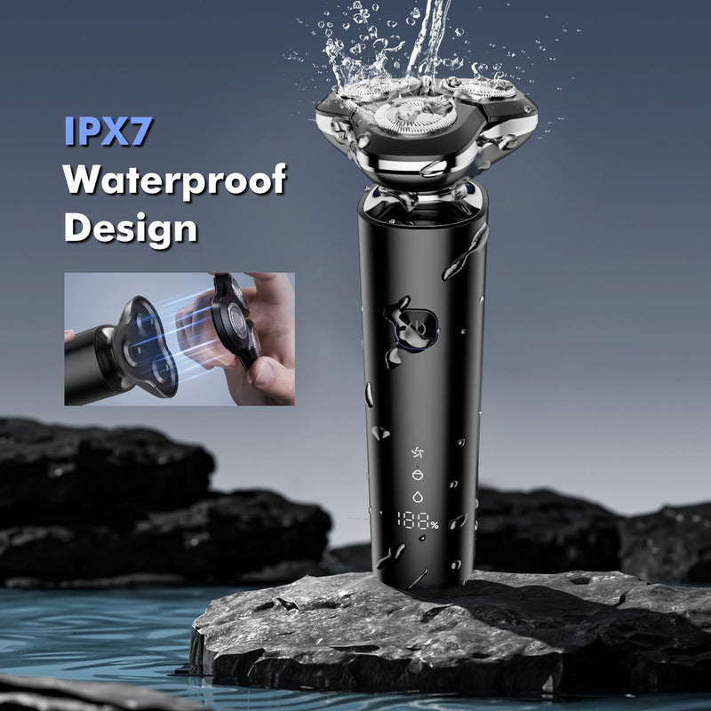 [Australia] - Electric Razor for Men, 2025 Magnetic Electric Shavers, IPX7 Waterproof Wet/Dry Mens Shaver, Smart LED Display & All-in-One Charging Base with Trimmers 