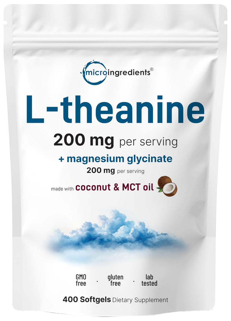Micro Ingredients Vitamin D3 10,000iu + K2 200mcg & L-Theanine 200mg with Magnesium Glycinate Bundle 2 Pack | Coconut MCT Oil Infused Softgels | Amino Acid & Mineral Complex