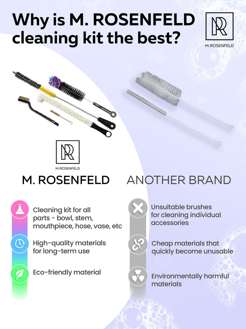 [Australia] - M. ROSENFELD Hookah Cleaning Kit with 5 Brushes & 500 Stainless Steel Cleaning Beads - Premium Hookah Accessories for a Shisha Cleaning - Hookah Bowl & Hookah Vase Cleaning Set & Hookah Cleaning Set 