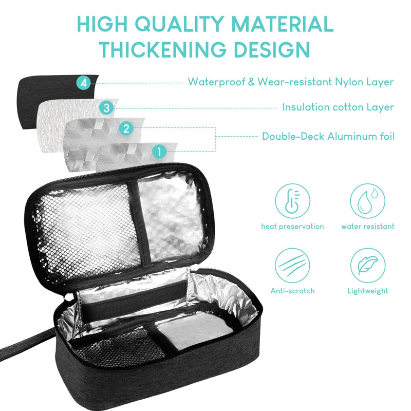 [Australia] - Insulin Cooler Travel Case, Diabetic Medicine Carrying Bag with 2 * 200g Ice Packs, Large Capacity Insulated Organizer Medication Cooler Bag for Insulin Pens and Diabetes (Black) black 