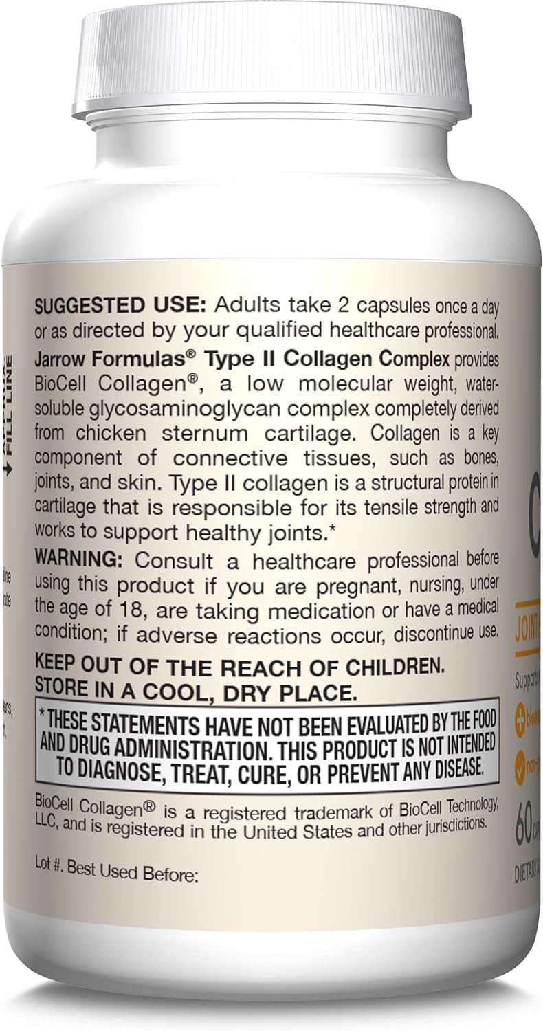 Type II Collagen Complex 1000 mg Supplements, Supports Skin and Joint Health, 60 Capsules, 30 Day Supply