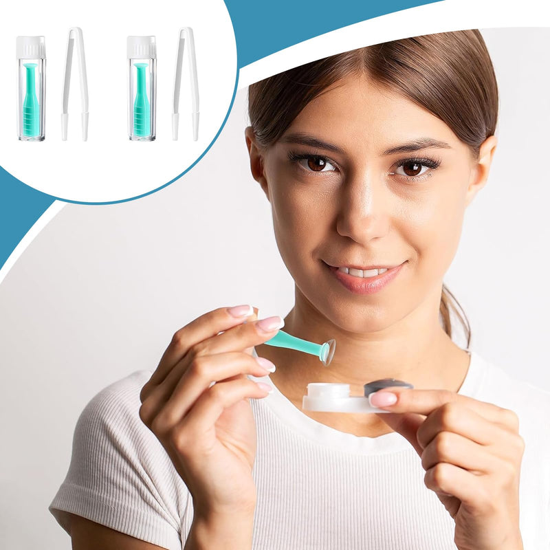 [Australia] - Pack of 4 contact lens removers, contact lens insertion aid, scleral lens remover, suction for soft lenses, scleral lenses, with white tweezers, portable for safe hygienic lens management 