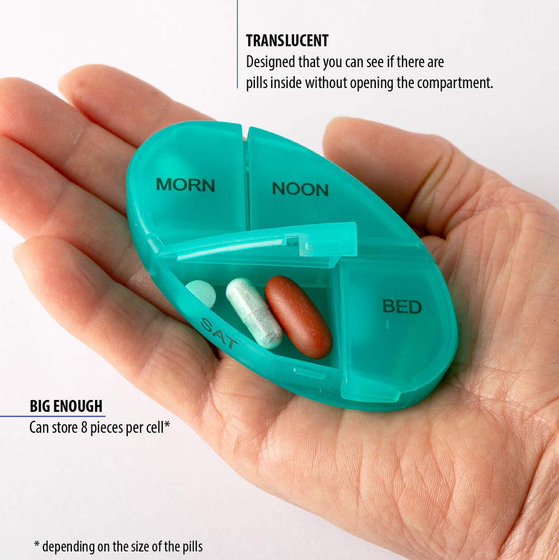 Deke Home - Stackable Pill Organizer, 4 Times a Day Weekly Pill Box, 7 Day Medicine Dispenser, Pill Container for Vitamin, Supplement, Durable Hard Case, Secure Closure, BPA Free, Easy to Clean.