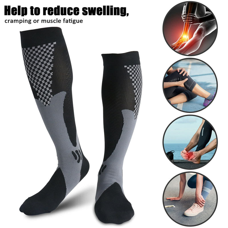 [Australia] - 3 Pairs of Compression Thrombosis Support Stockings Women and Men Compression Socks for Sports Flight Running Travel Improving Blood Circulation S/M (EU 35-39) 