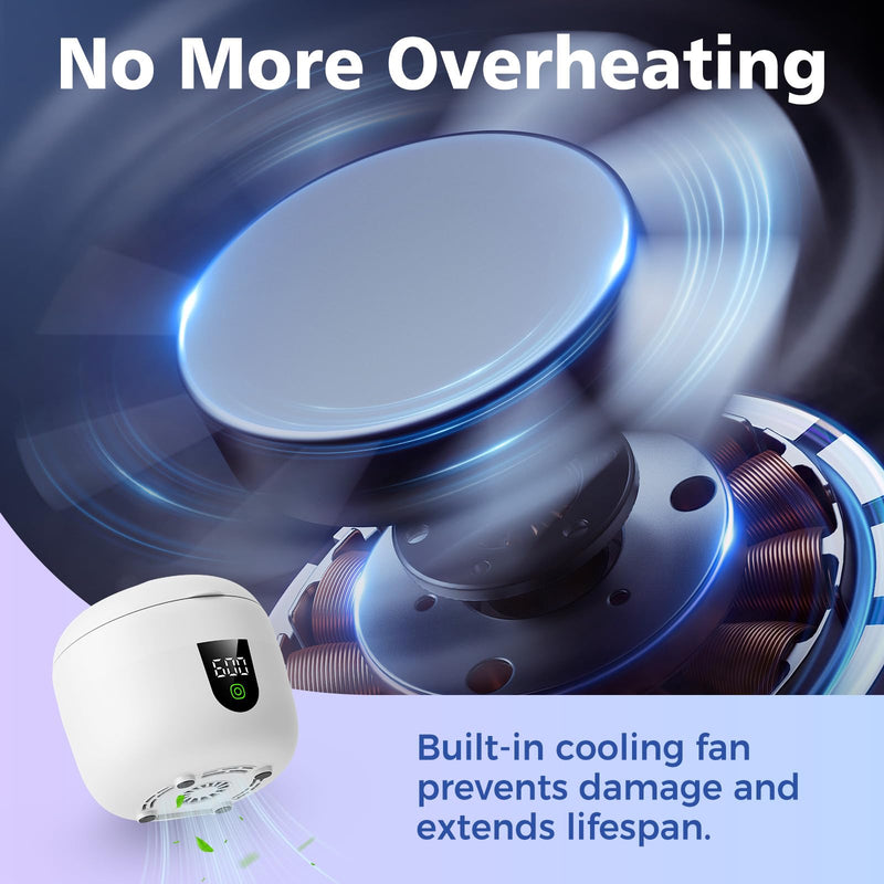 [Australia] - New Ultrasonic Retainer Cleaner Machine with Removable Inner Tank for Aligners, Mouth Guards, Jewelry ‚Äì 180ml Capacity, 45kHz Ultrasonic Cleaner, 3 Modes, Digital Timer, Smart Pause & Quiet to 30dB White 