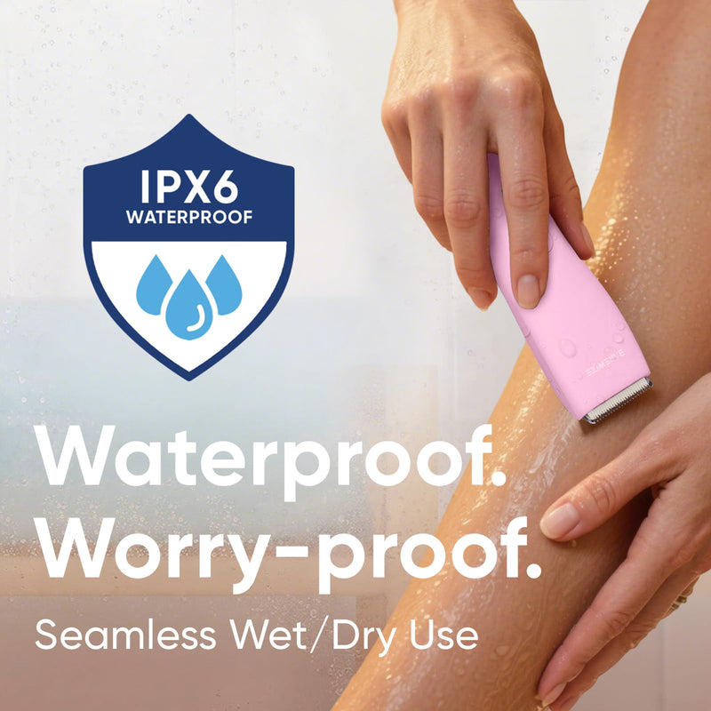 Bikini Trimmer for Women, Pubic Hair Trimmer | Waterproof, USB-C Rechargeable, LED Light, Replaceable Blade | Electric Razors for Women, Electric Lady Shaver (Blush Pink) Blush