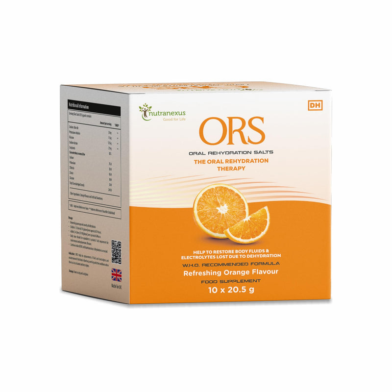 ORS (Oral Rehydration Salts) -Orange Flavour | Replenish Lost Fluids |10 x 20.5g