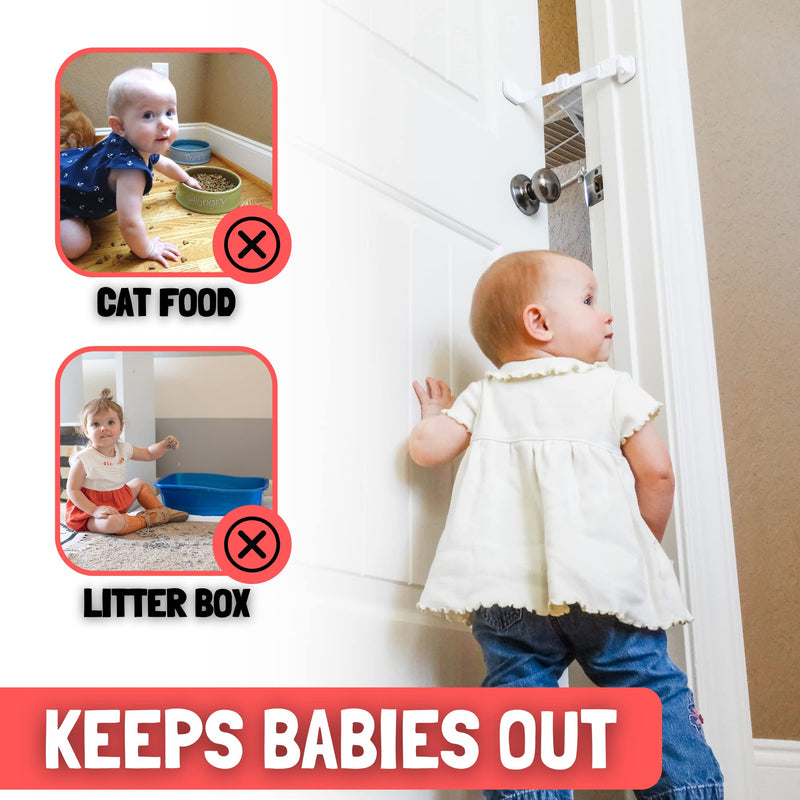 [Australia] - Door Buddy Baby Proof Door Latch for Cats - Grey. Adjustable Cat Door Strap Keeps Baby Out of Cat Food & Litter Box. Simple Child Door Locks for Kids Safety. Baby Gate Cat Door Interior Alternative. 