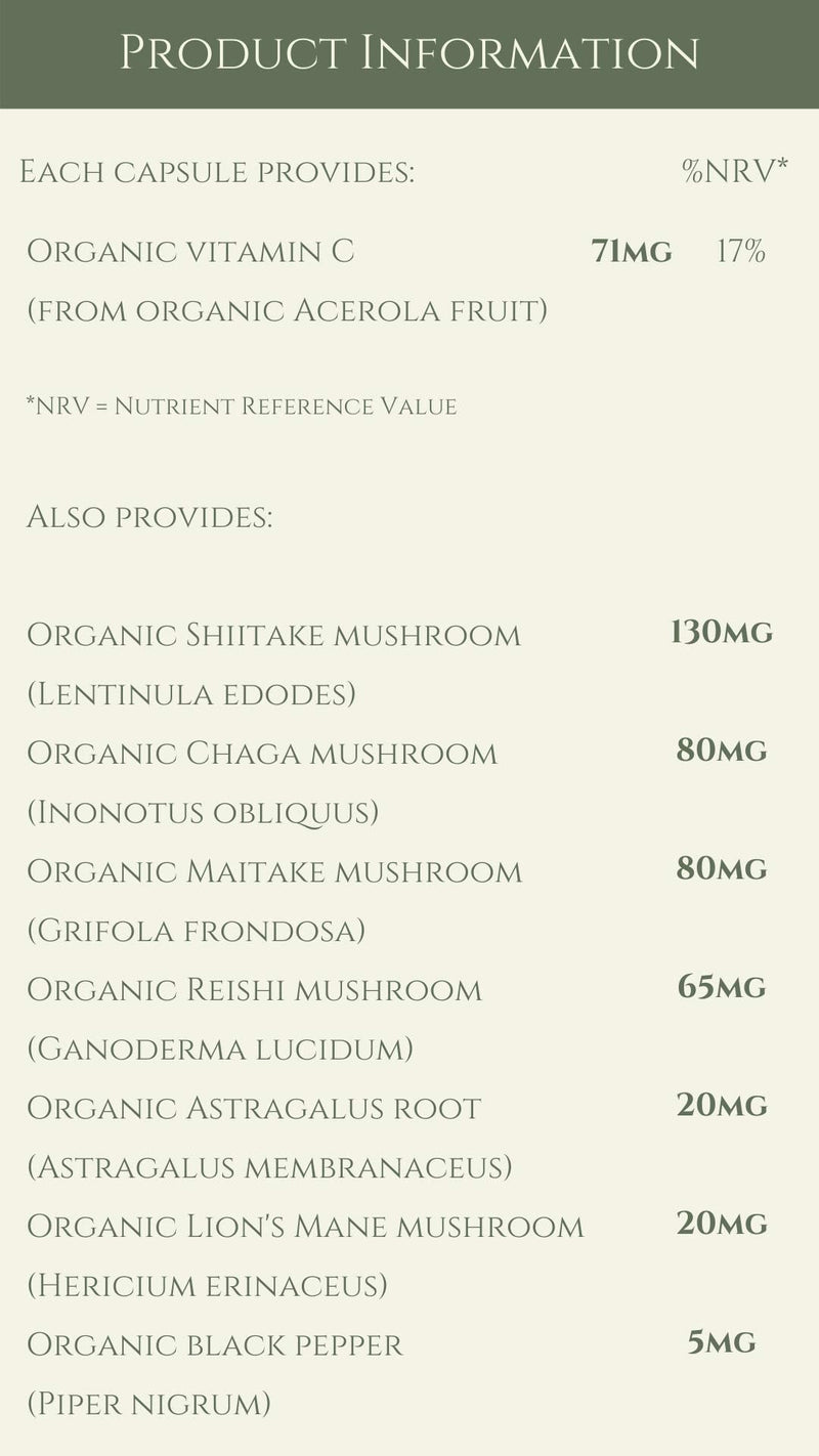 Organic Mushroom Complex - Immune System & Energy Support - Traditional Herbal TCM Adaptogen Blend – Maitake, Chaga, Shiitake, Reishi, Lion's Mane, 90 Capsules