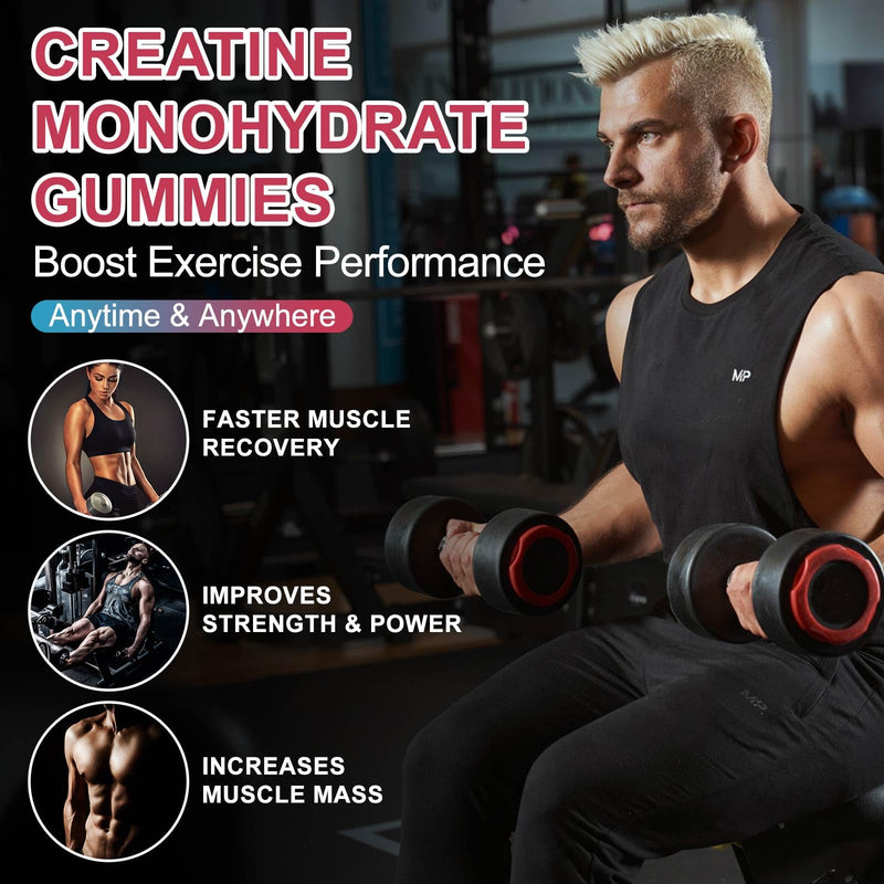 [Australia] - Creatine Monohydrate Gummies for Men & Women 120 CT - 5000mg of Creatine Monohydrate per Serving - Sugar Free Chewable Creatine for Muscle Strength, Muscle Builder, Energy Boost (Raspberry Flavor) Raspberry 120 Count (Pack of 1) 