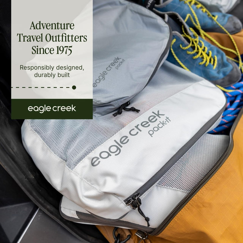 Eagle Creek Pack-It Specter Compression Packing Cubes - Durable, Ultra-Lightweight and Water-Resistant Ripstop Fabric Suitcase Organizer Bags for Clothing and Gear Storm Grey Compression Set – one Small and one Medium