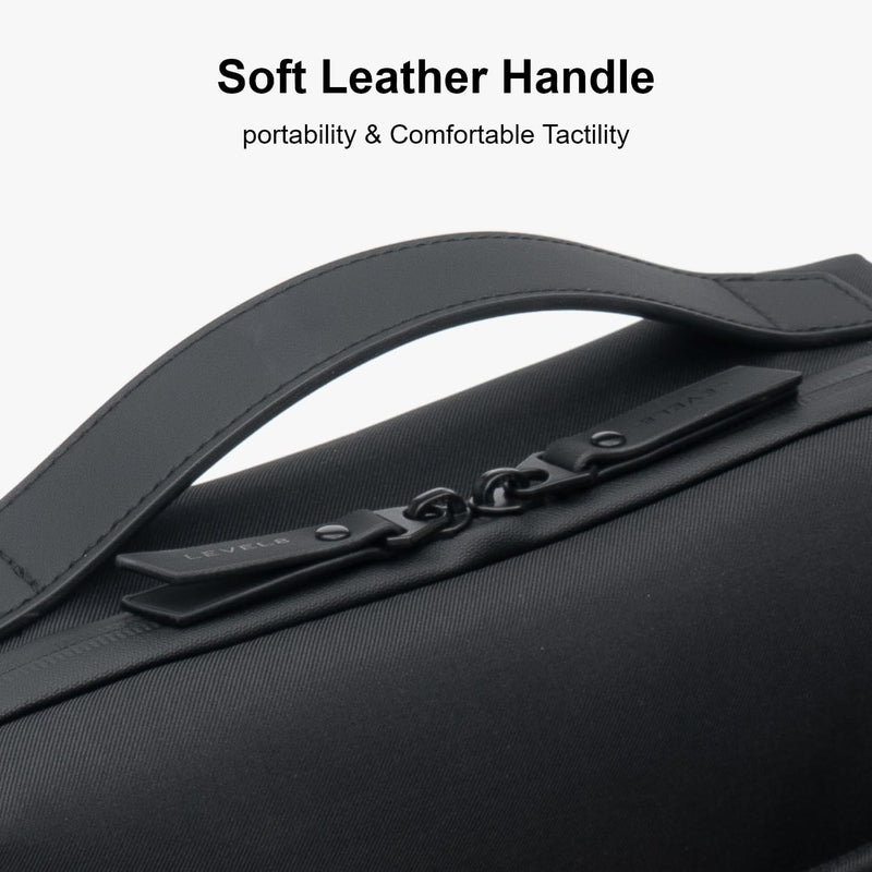 LEVEL8 Travel Toiletry Bag for Men Women, Water Repellent Shaving Bag for Toiletries Accessories, Storage Bags with Divider and Handle, Small/Black Black