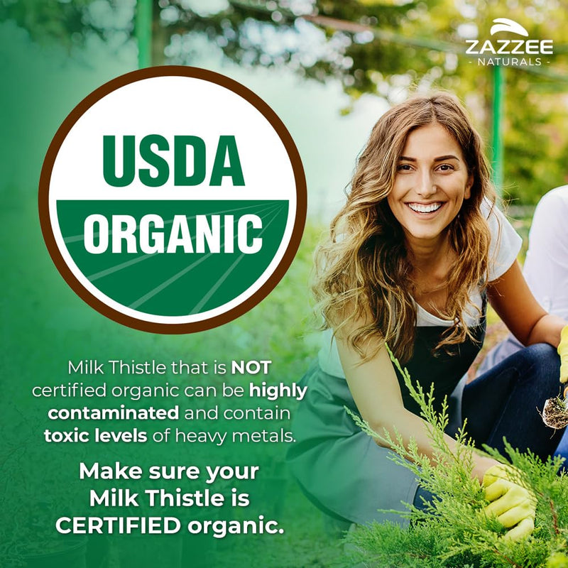 [Australia] - Zazzee USDA Organic Milk Thistle 30:1 Extract, 7500 mg Strength, 120 Vegan Capsules, 80% Silymarin Flavonoids, Standardized and Concentrated 30X Extract, 100% Vegetarian, All-Natural and Non-GMO 