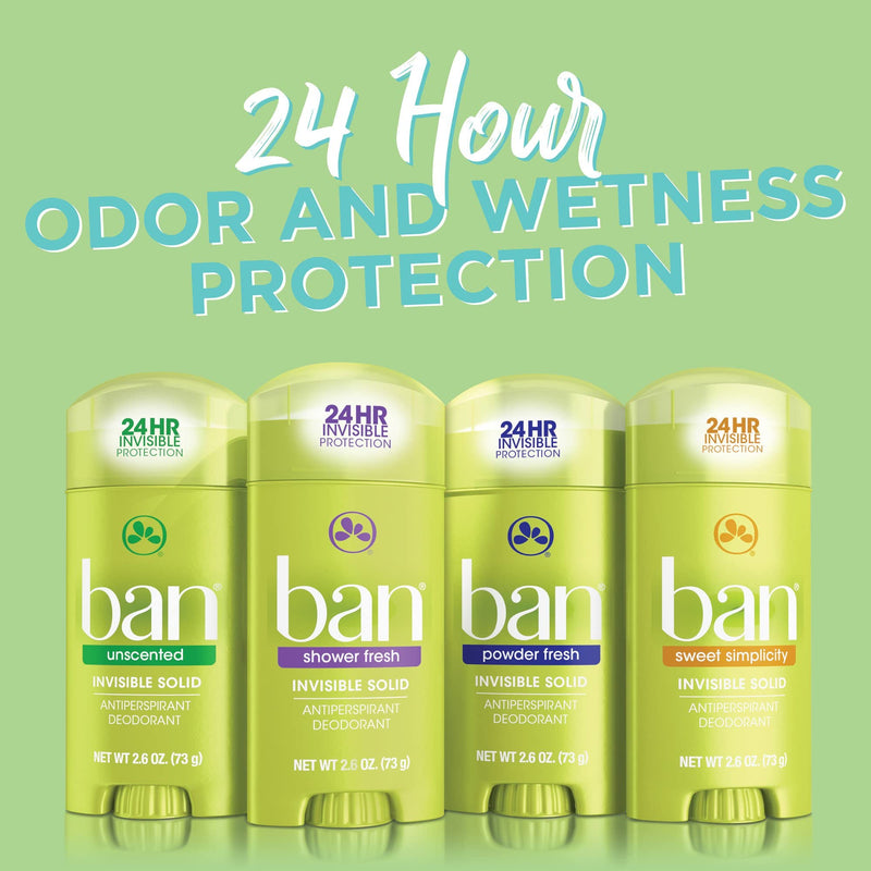 Ban Anti-Perspirant Deodorant Invisible Solid Powder Fresh 2.60 oz (Pack of 4)