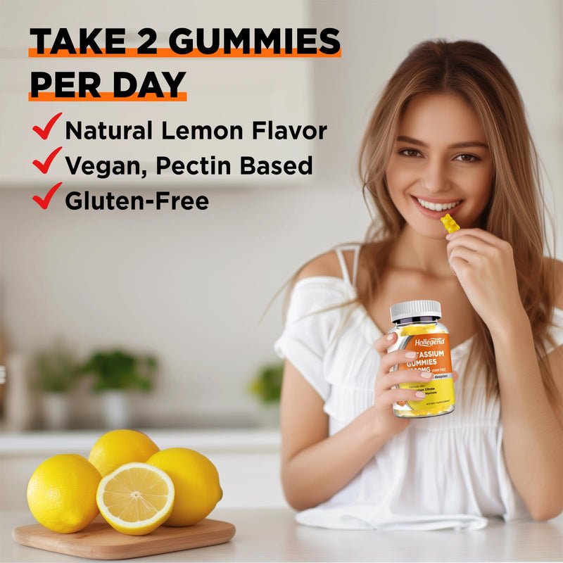 Potassium Gummies 1000mg, Sugar Free, 60 Count | Maximize Absoption Blend with Vitamin B6 Magnesium, Potassium Citrate Supplement for Adults