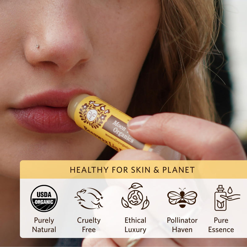 Moon Valley Organics Beeswax Lip Balm for Moisturizing Lips and Cuticles (SWEET HONEY, 1-Pack)