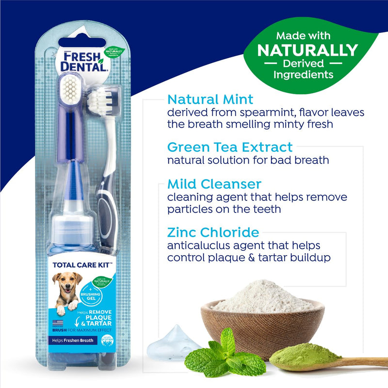 [Australia] - Naturel Promise Fresh Dental Toothbrush and Toothpaste Kit for Dogs, Teeth Cleaning Kit for Plaque & Tartar Removal, Contains Finger Toothbrush, Breath Freshener, Dog Dental Care 