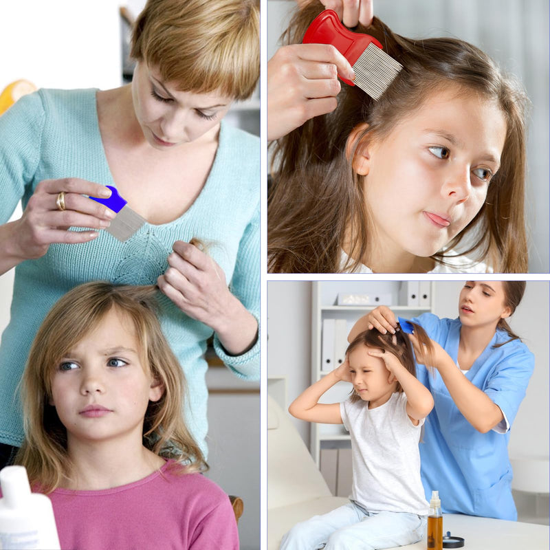 [Australia] - Lice Comb, 8 Pcs Flea Comb, Hair Double Sided Fine Tooth Combs, Removal Dandruff,with Metal Teeth,Stainless Steel Louse and Nit Combs for Head Lice Treatment 