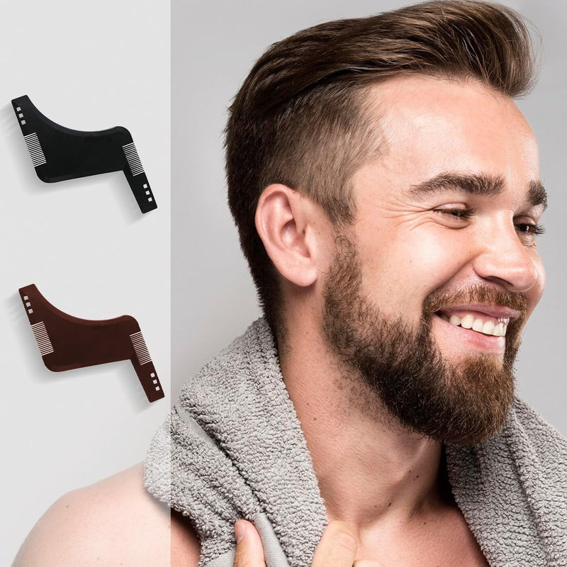 [Australia] - XENQITO 2 pieces beard stencil, beard shaper, beard stencil, beard comb, beard shaping tool, beard shaper, beard design, beard stencil for easy cutting for perfect beard styling 