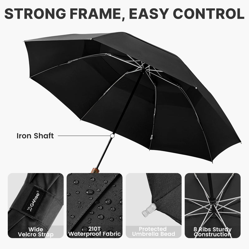 G4Free 54 Inch Inverted Windproof Umbrella with Wooden Handle + 46inch Inverted Umbrella with Carabiner Handle