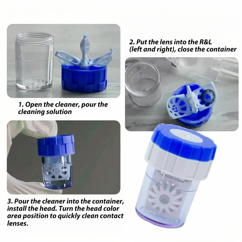 [Australia] - Contact Lens Case with Cleaner Washer,Contact Case with Mirror Tweezers Remover Tool Solution Bottle for Travel (Klein blue) Klein blue 
