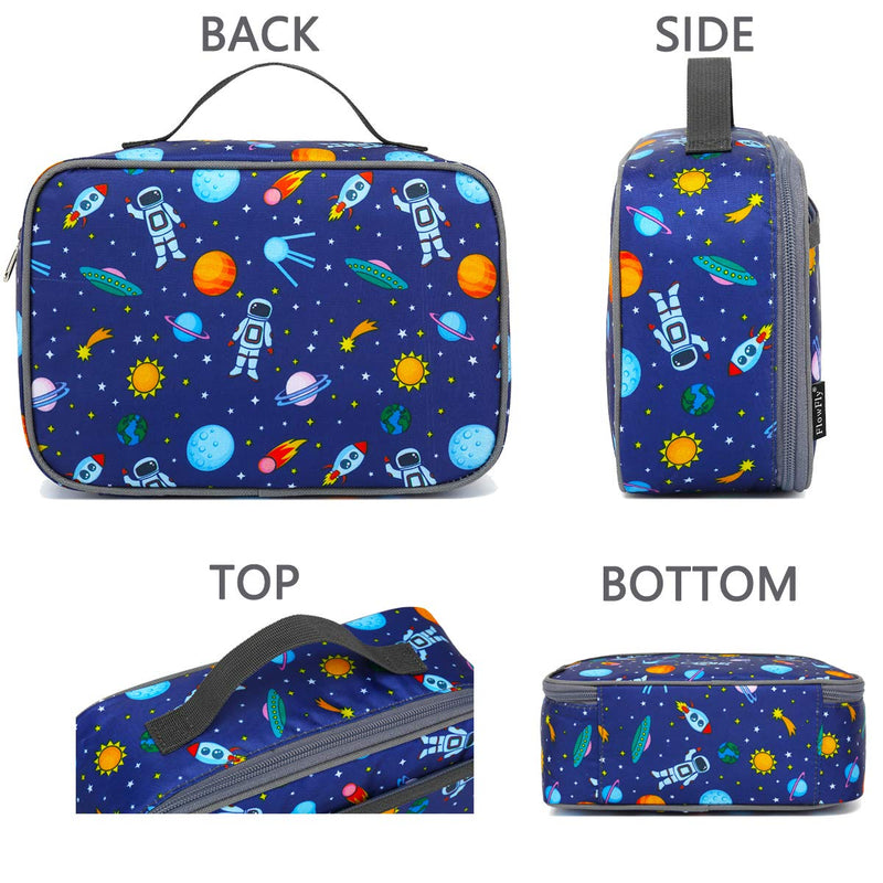[Australia] - FlowFly Kids Lunch box Insulated Soft Bag Mini Cooler Back to School Thermal Meal Tote Kit for Girls, Boys, Astronaut Multicolor 