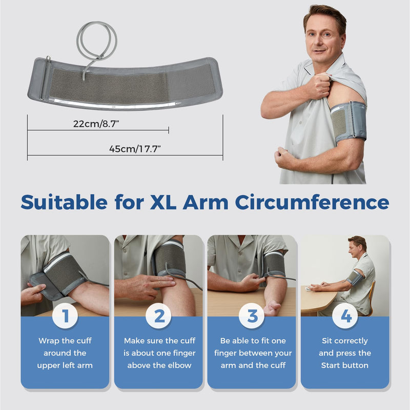 [Australia] - Checkme Blutooth Blood Pressure Monitors for Home Use, Blood Pressure Machine with Dual-Display, Extra-Large Adult Cuff, 500 Readings, Voice Broadcast - Automatic BP Monitor with Bluetooth 