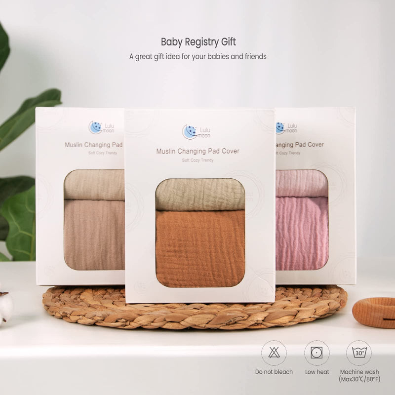 [Australia] - Baby Changing Pad Cover: Muslin Diaper Changing Table Pad Cover - Changing Pad Sheets for Girls Boys S-Cream&Sand Solid 