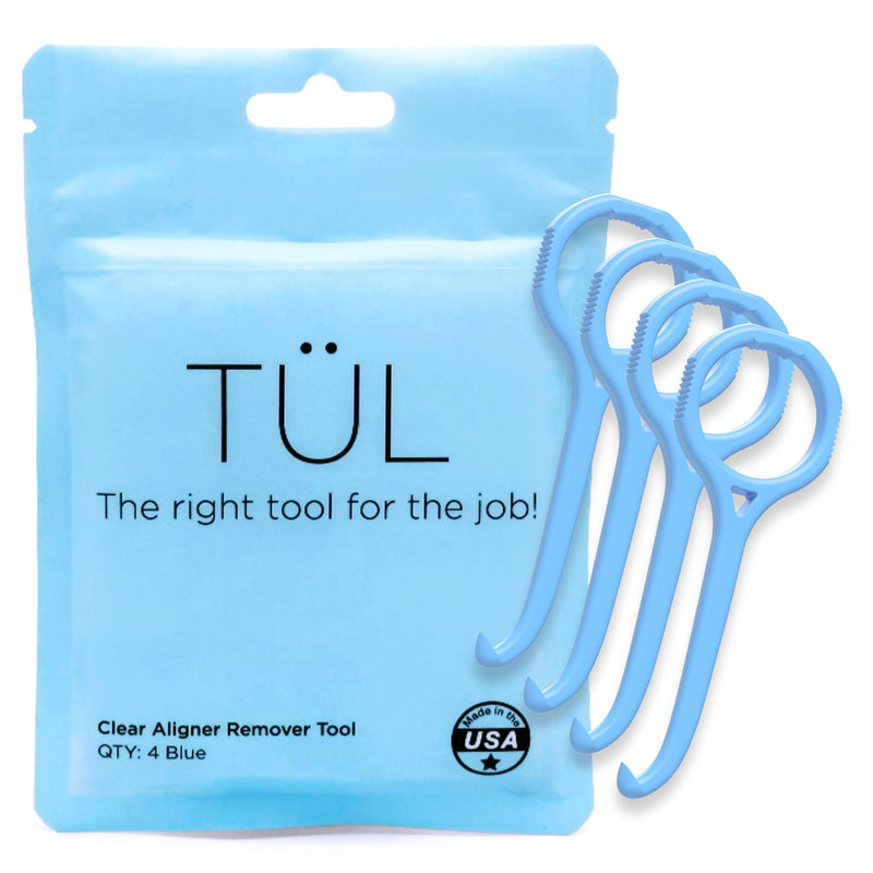 TÜL | Only Invisalign Remover Tool Made in The USA | Lifetime Replacements | Ortho Recommended Aligner Remover Tool & Retainer Remover Tool | Blue 4 Pack | Top Invisalign Accessories