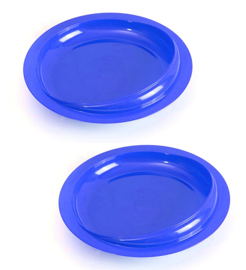 [Australia] - pekokavo 9" Anti-Spill Suction Bowl for Seniors, Non-Slip No Tip Adaptive Feeding Bowl for Elderly, Disabled Adults, or Parkinson's, Pack of 2 (Blue Plates) Blue Plates 