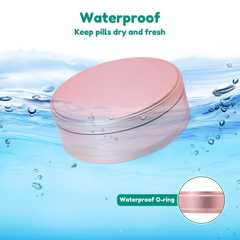 Metal Pill Organizer 7 Compartments Pill Dispenser - Heavy Duty Pill Box Waterproof Pill Container Large Daily Pill Case Medicine Holder for Medication Vitamins Fish Oils Supplements, 0.39lb (Pink)