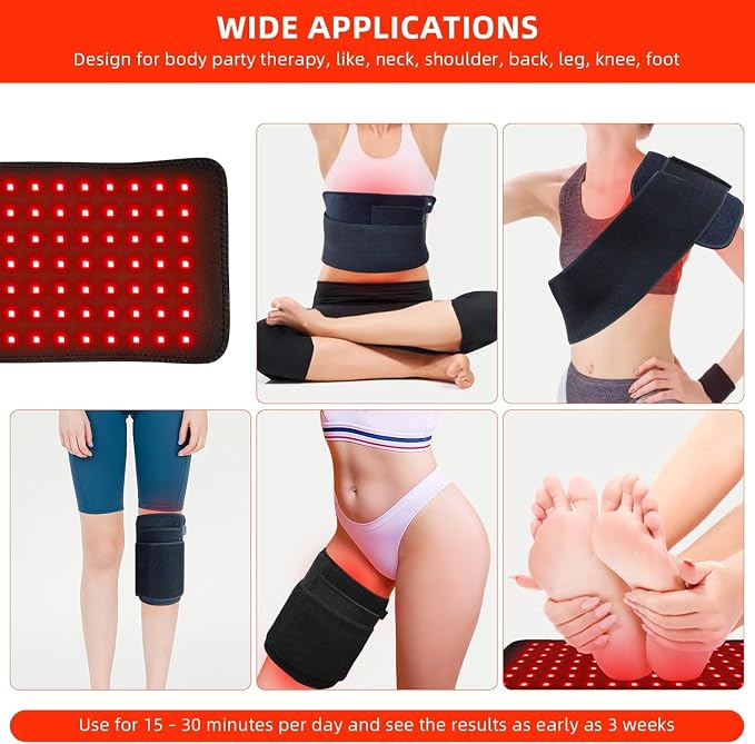 Red Light Therapy Belt for Body-660nm & 850nm Infrared Light Therapy Wrap, 3-in-1 Chip 120 LEDs Bead Adjustable Pad for Body, Home Use with Controller