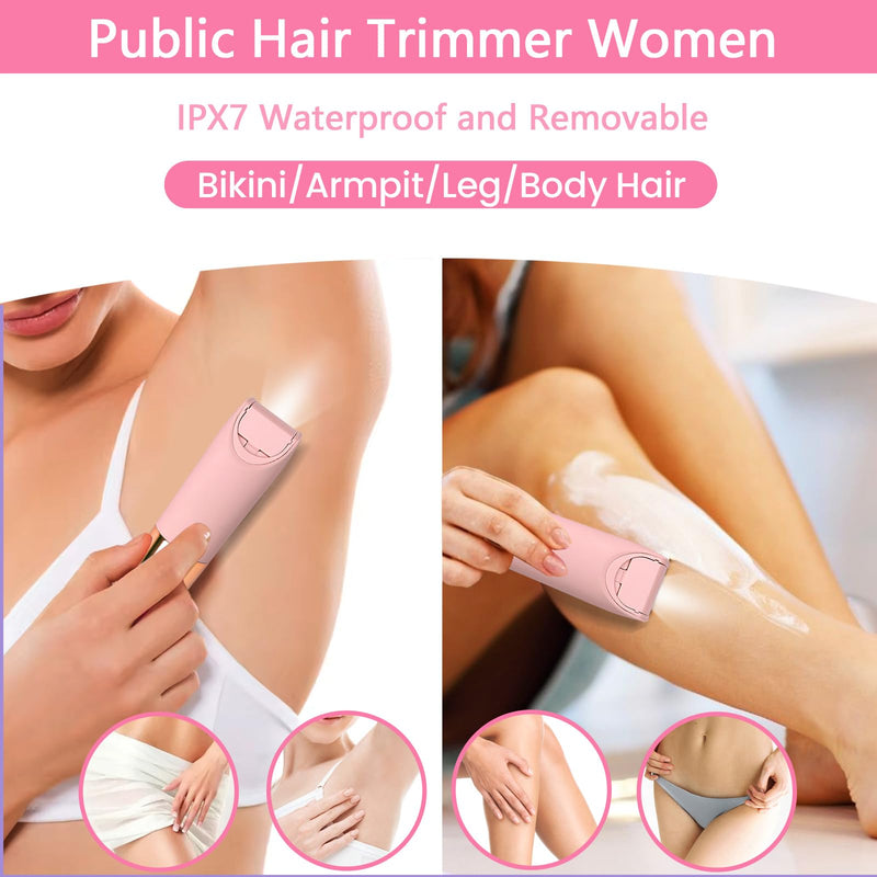 [Australia] - Electric Bikini Trimmer for Women, Electric Razors for Women Glow Aura Womens Shaver, Quiet Dual Head Waterproof Cordless Rechargeable Painless Trimmer for Underarms, Legs, Body (Pink) Pink 