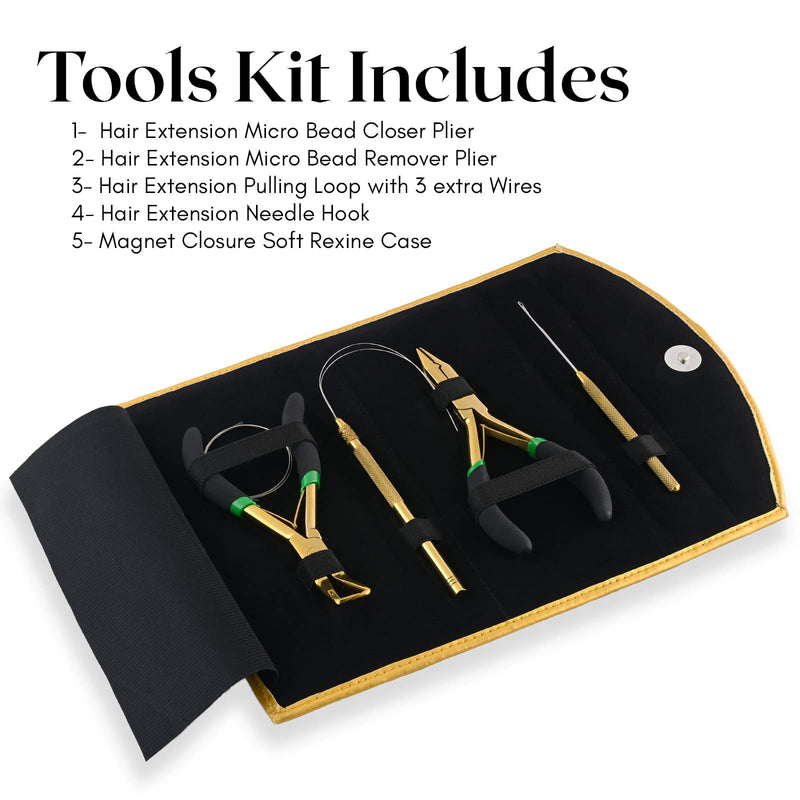 [Australia] - Self Tanner Hair Tools Pro Hair Extension Tools Kit, Hair Extensions Remover Pliers Set, Micro Beads Hair Pulling Hook 