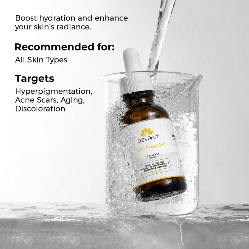 Skin Deva 10% Vitamin C Serum with Vitamin E & Ferulic Acid – Brightening Facial Serum with Hyaluronic Acid, Lightweight Formula for Even-Looking Skin - Pack of 2 2 Fl Oz (Pack of 1)