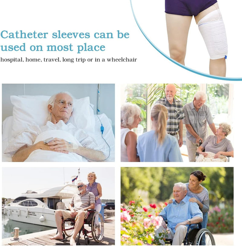 JJ CARE Catheter Bag Holder (Pack of 2), Fabric Nephrostomy Bag Holder, Washable & Reusable Foley Catheter Leg Bag, Urinary Drainage Bag Cover for Men & Women - Medium Size Pack of 2 (Medium)