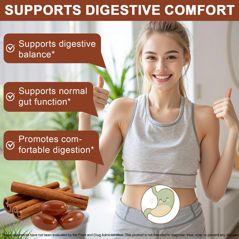 Ceylon Cinnamon SoftGels with MCT Oil, 600mg Cinnamomum Verum Extract for Metabolism Support & Digestive Comfort,Gentle Daily Wellness Support – Non-GMO & Gluten Free - 300 Vegan