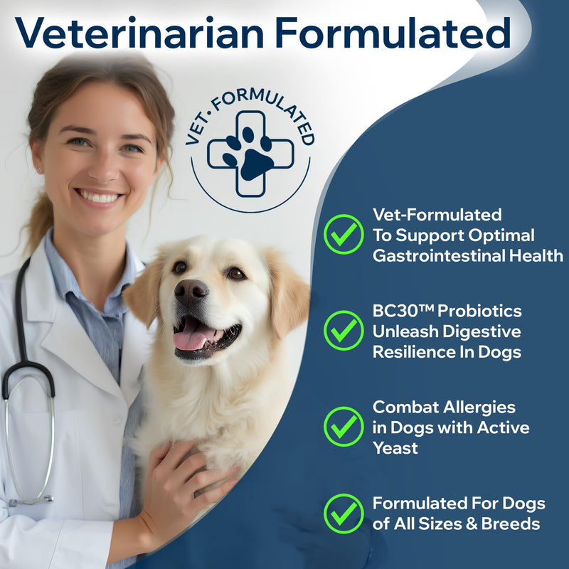 Dog Probiotics for Yeast, Itchy Skin and Itchy Ears, Allergies, Immunity - Prebiotic & Digestive Enzymes (Gut Health) with Probiotics for Dogs, Reduce Diarrhea, Constipation & Gas Relief - 90 Chews - PawsPlanet Australia
