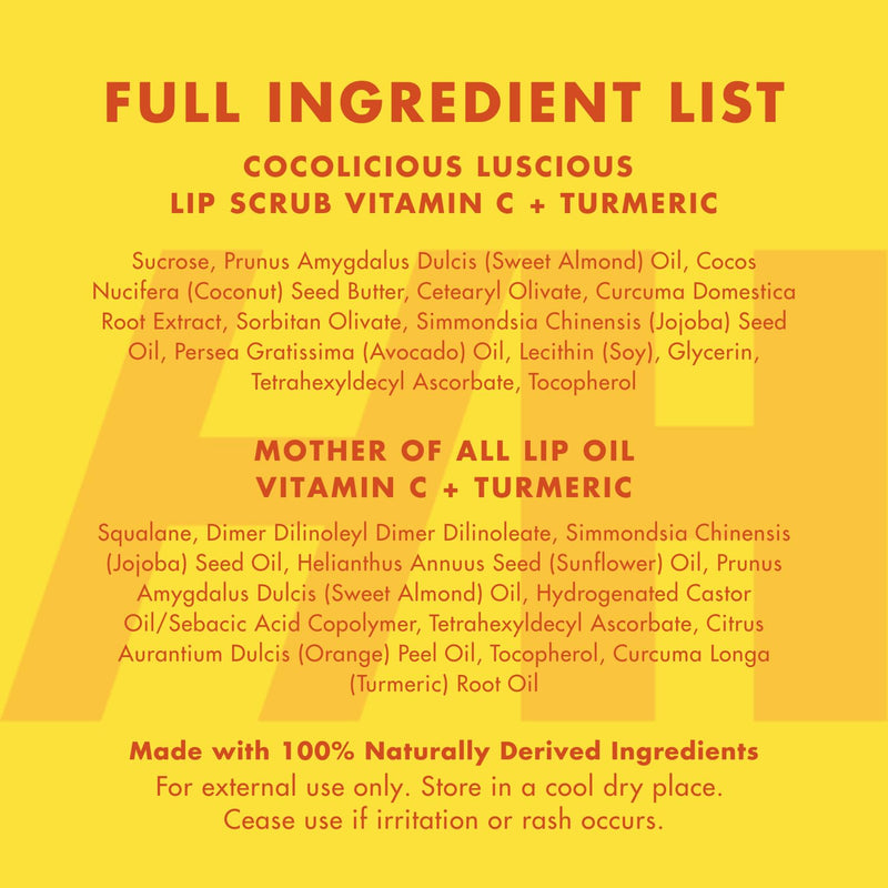 Handmade Heroes Turmeric Lip Scrub & Vitamin C Lip Oil Set | Brightening & Nourishing Treatment Duo, 100% Natural, Vegan Lip Care Set for Dry, Dark, Dull Lips, Gift Set