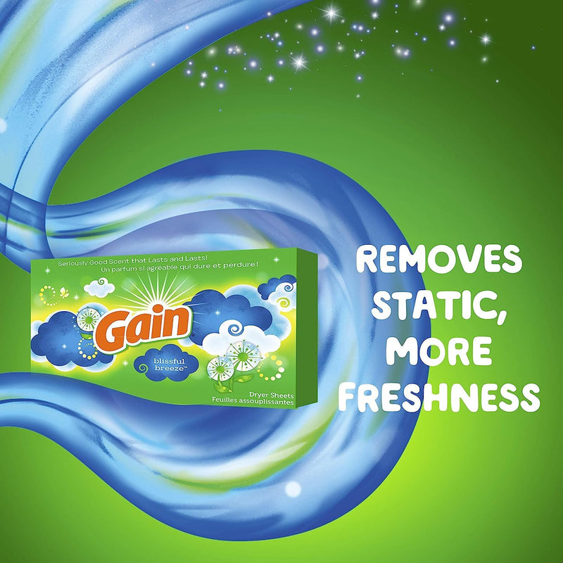 [Australia] - Gain Fabric Softener Dryer Sheets, Blissful Breeze, 120 Count 
