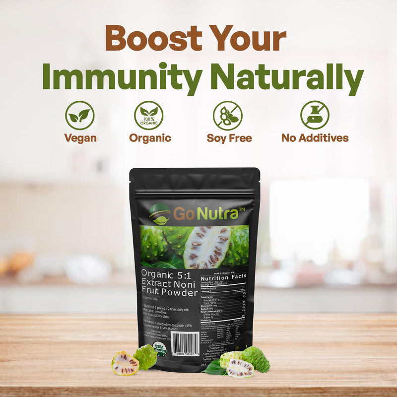 [Australia] - Go Nutra Noni Fruit Powder Organic 5:1 Extract Pure 1lb. (16 oz) Superfood Noni Powder 