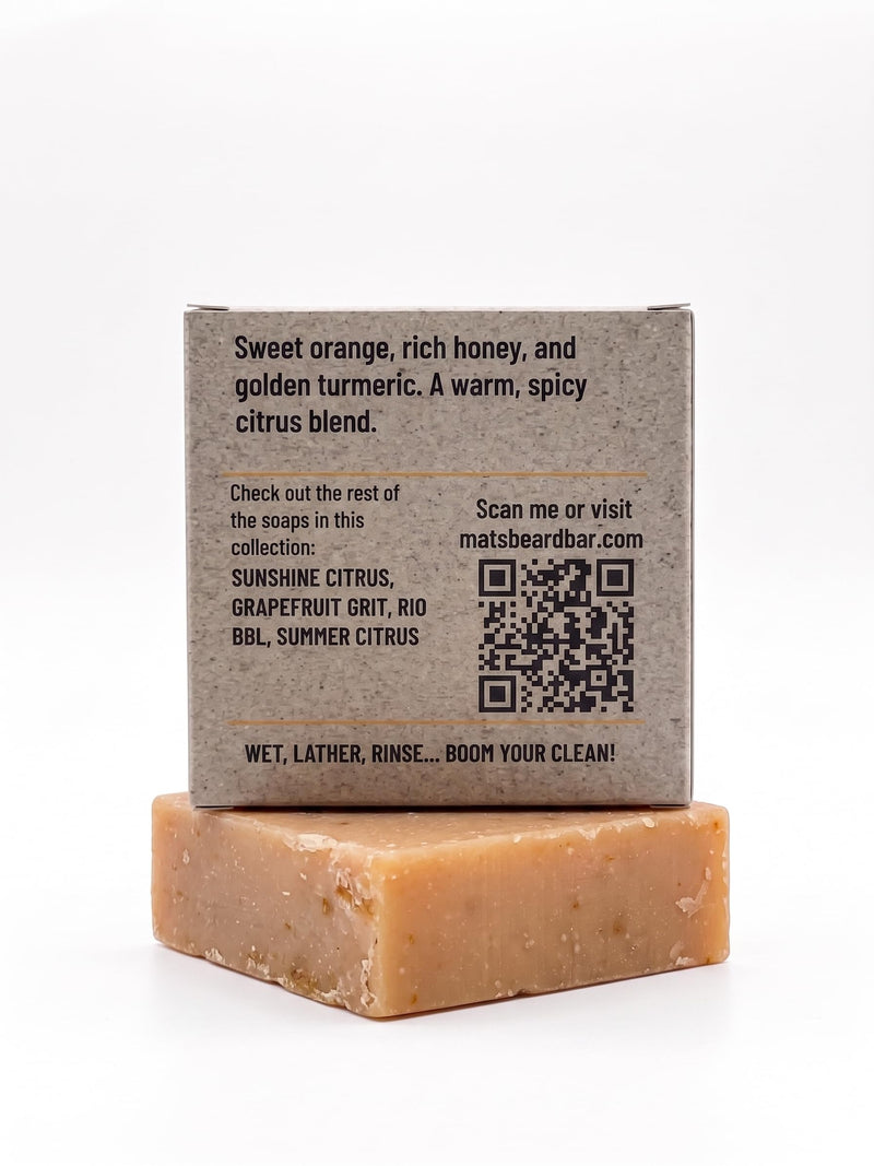 BEARD BAR Golden Harvest Bar Soap for Men – Mat's Natural Coconut Oil, Shea Butter, Olive Oil – Handmade Artisan Vitamin C Body & Face Soap – 4oz