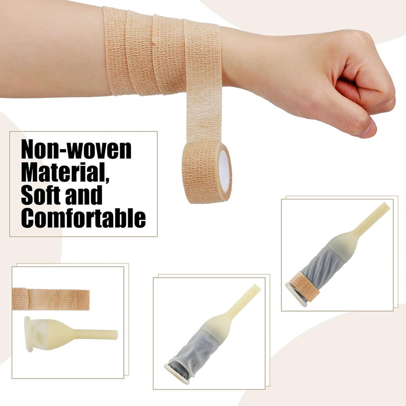 [Australia] - 30 Pcs External Condom Catheter for Men Bulk Latex Male External Condom Catheters with 3 Rolls Fixer Incontinence Supplies for Home Use Individually Wrapped 