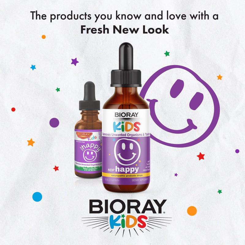 [Australia] - BIORAY Kids NDF Happy, Peach - 2 fl oz - Removes Unwanted Organisms That Can Trigger Irritability - 1-2 Month Supply 