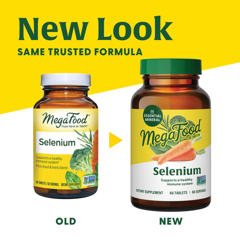 [Australia] - MegaFood Selenium - Selenium 50 mcg, Selenium Supplement with Food and Herb Blend - Immune Support - Vegan, Non-GMO - Made without 9 Food Allergens - 60 Tablets (60 Servings) 60 Count (Pack of 1) 