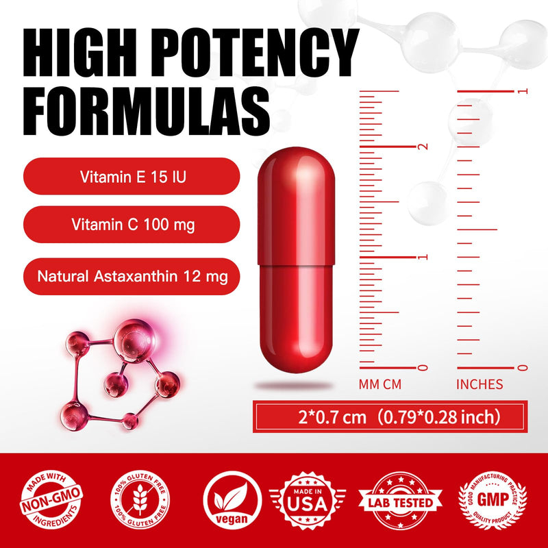 [Australia] - Astaxanthin Supplements 12mg with Vitamin E & C High Absorption Formula 120 Capsules Gluten Free, Non-GMO, Vegan 