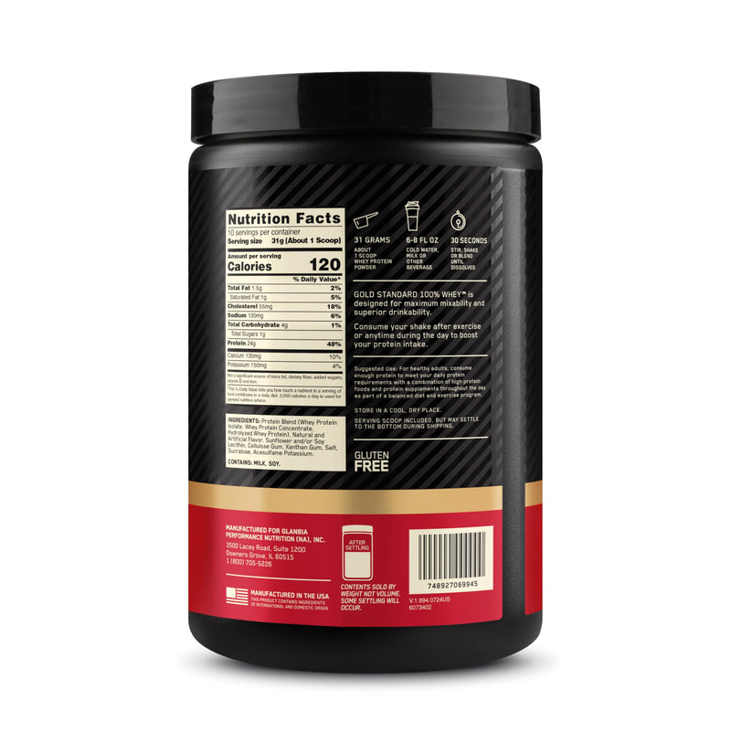[Australia] - Optimum Nutrition Gold Standard 100% Whey Protein Powder, Vanilla Ice Cream, 0.68 Pound (Pack of 1) 10.9 Ounce (Pack of 1) 