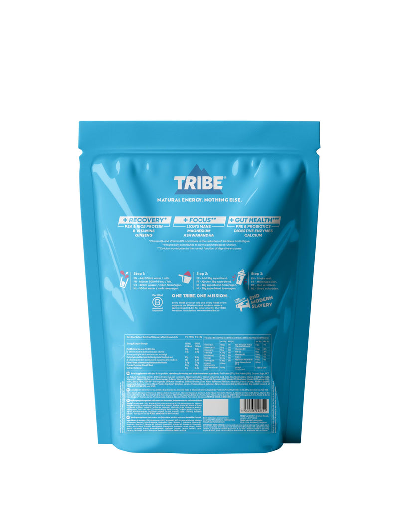 TRIBE Vegan Protein Superblend | 500g | 20g Protein | Recovery, Focus and Digestion | Plant-Based Nutrition Shake | Lion's Mane, Ashwagandha & Magnesium | Berry Flavour
